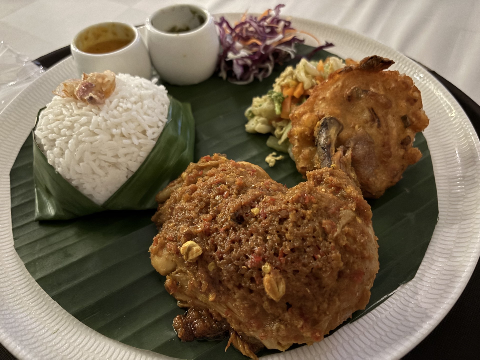 Indonesian rice and chicken in Surabaya